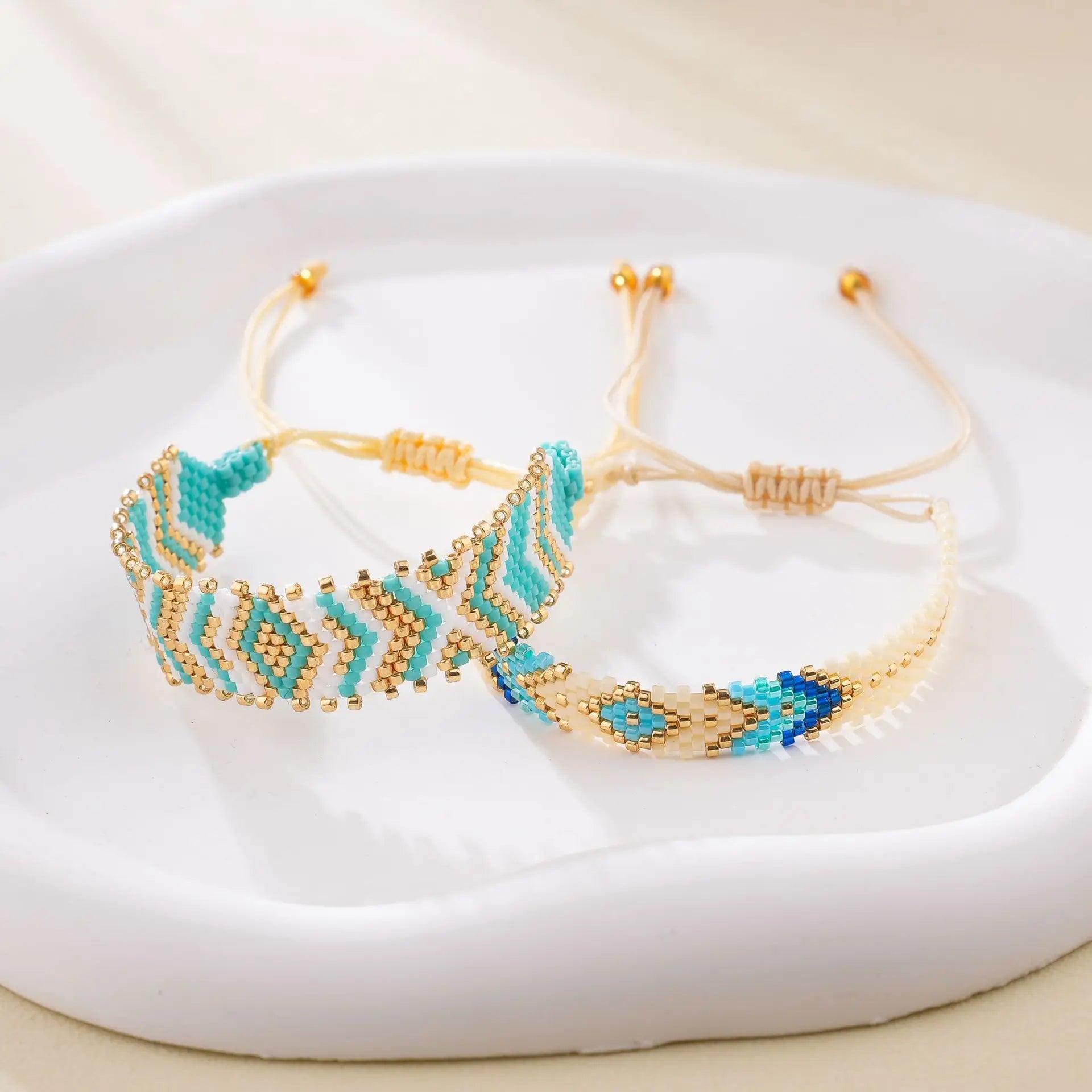 Fashion Ethnic Style Rice Beads Handwoven Beaded Bracelet Bohemian Style Geometric Bracelet Jewelry
