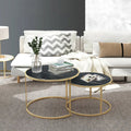 Luxury Coffee Table Set Stainless Steel Black Marble Top Nesting Table Chrome Metal Frame Center Table