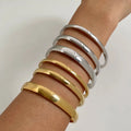4mm 6mm 8mm Stainless Steel Smooth Faced Bracelet Hot Selling Minimalist Buckle Solid Gold Plain Circle Stainless Steel Bangle