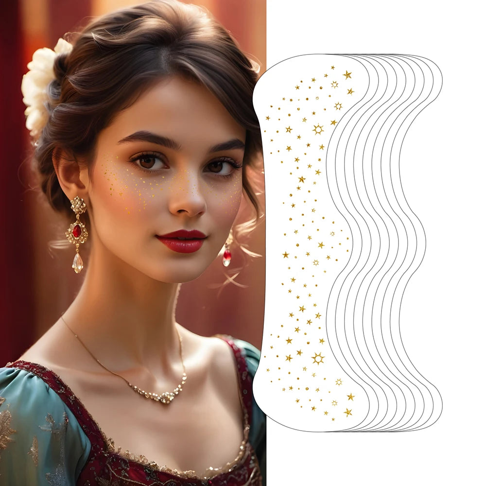 ODM New Trend Gold Freckles Temporary Tattoo Sticker Waterproof Makeup for Women and Girls Metallic Golden Foil Design
