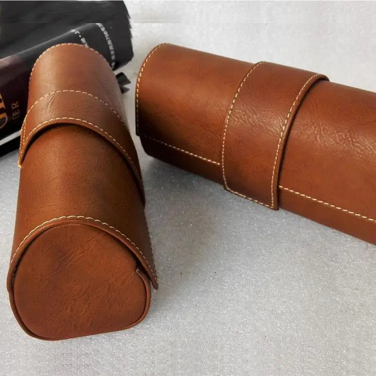 High-End Women's Retro Leather Handmade PU Pressure-Resistant Packaging Sunglasses Case