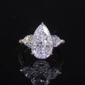 AR403 Abiding Big Pear Shape 11x18MM Cubic Zirconia Luxury Dainty 925 Silver Triple Pear Cut CZ Halo Engagement Wedding Ring