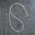 Zooying Dainty Clear Quartz Beaded April Birthstone Crystal Necklaces for Women Jewelry