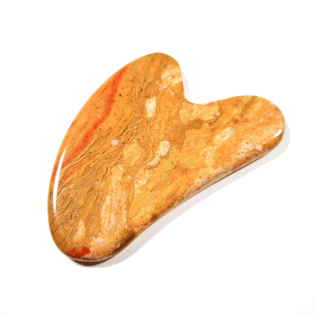 Huiying Hot Selling Natural Jade Board Heart Gua Sha Scraping Tools Mookaite jasper