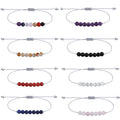 Beaded Bracelets for Men Women 6mm 7pcs Adjustable Natural Crystal Gemstone Bead Bracelets Cord Woven Braid Jewelry Gifts
