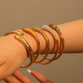 Waterproof PVD 18K Gold Plated Bangles Stainless Steel Zirconia Bracelet Bangle Woman