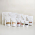 16x23cm Recyclable Zipper White Kraft Paper Bags Instock White Kraft Paper Pouch Stand up Pouch With Window