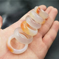 Delicate Elegant Design Circle Round White Jade Charm Agate Stone Rings for Couple Rings