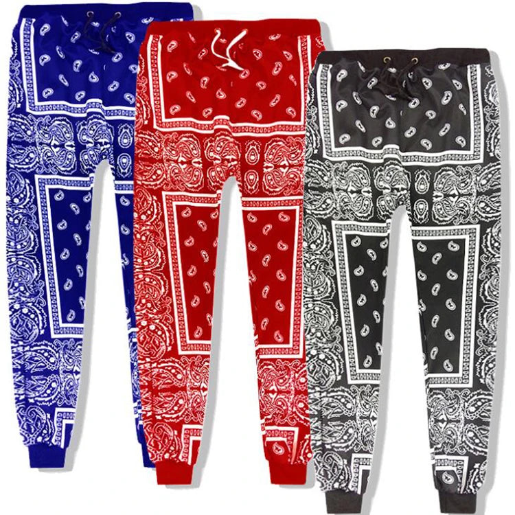Fashion Hip Hop Jogging Sweatpants Mens Casual Harem Pants Unisex Streetwear Cotton Joggers Red Blue Bandana Pants