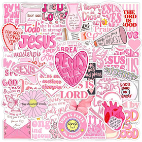 2026 New 50PCS Pink bible faith Jesus God Christian sticker