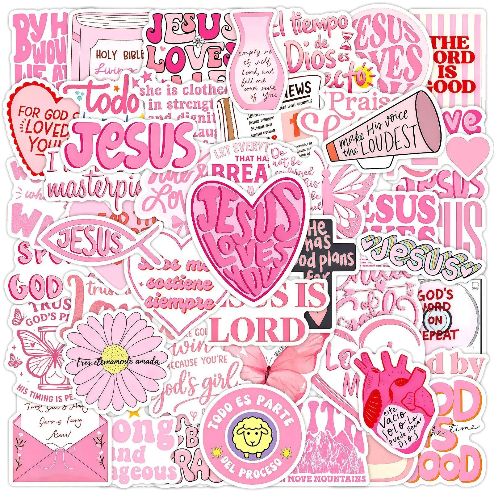 2026 New 50PCS Pink bible faith Jesus God Christian sticker