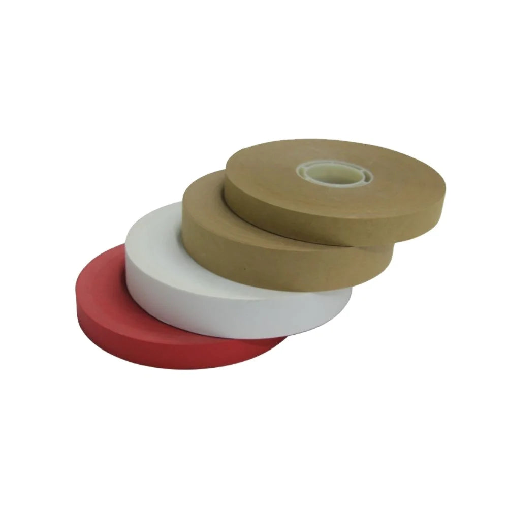 KUNJIN OEM 30mm 150m /roll White Red Kraft Paper Strapping 150m 500m Currency Paper Money Bands for Strapping Machine Paper Tape