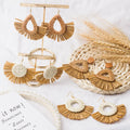 20 Design Bohemian Beach Handmade Woven Geometric Square Round Teardrop Rattan Earring Fan Shape Raffia Rattan Earrings Woman