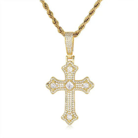 Lateefah Hip Hop 2024 for Man Gift Diamond Micro-inset Zircon Jewelry Copper Cross Pendant Necklace