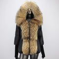 Custom Supplier 2025 Women's Faux Fur Coat with Genuine Fur Trim Goose Down Puffer Coat