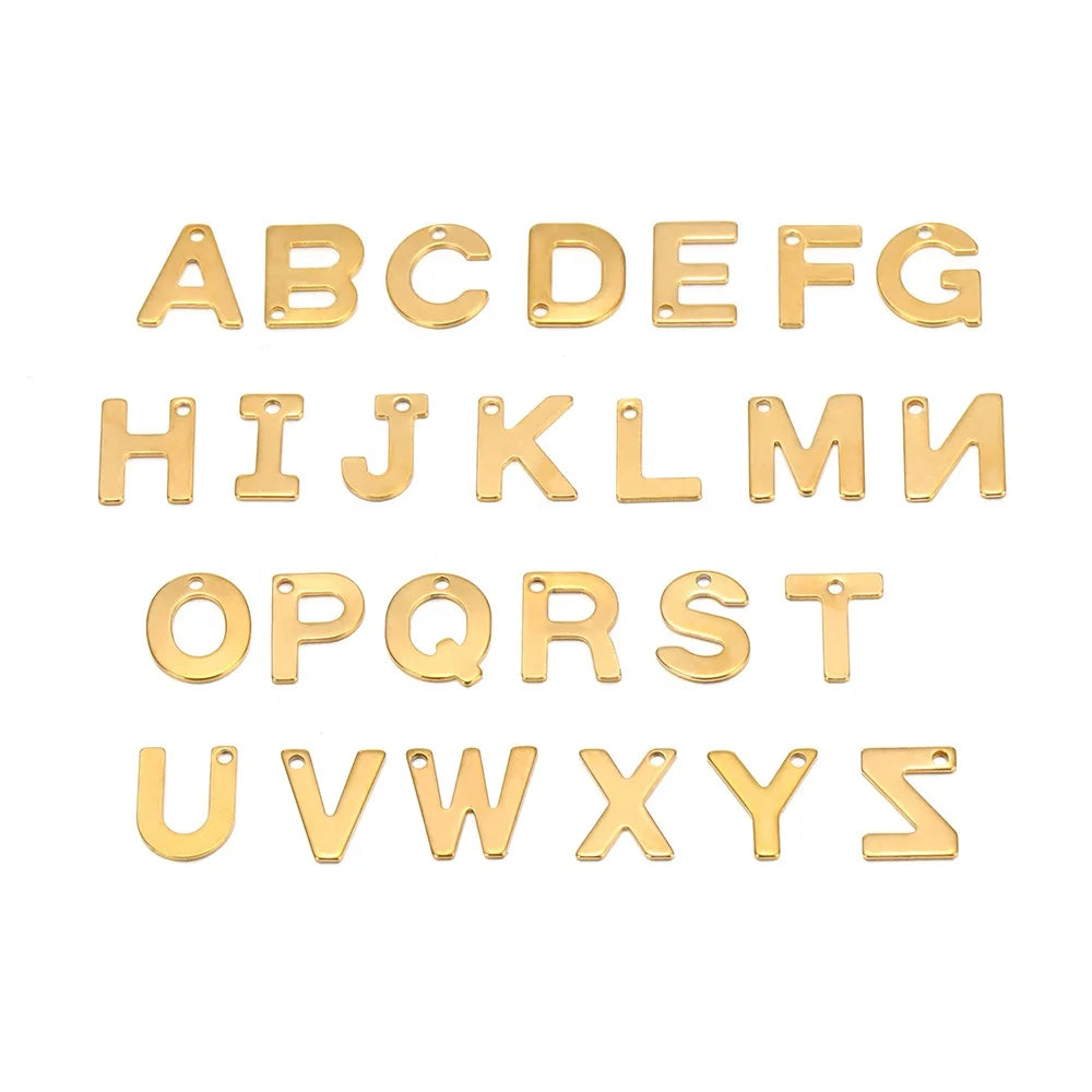 30-50Pcs Stainless Steel Haplopore Formal English Alphabet Charms Pendants for DIY Bracelet Earrings Findings Jewelry Materials