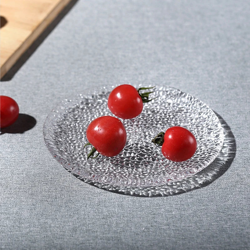 Hxglass Factory Price Luxury Modern Design 7-9 Inch Glass Trays Gorgeous Glassware for Party Morning Tea Fruit Snack Afternoon
