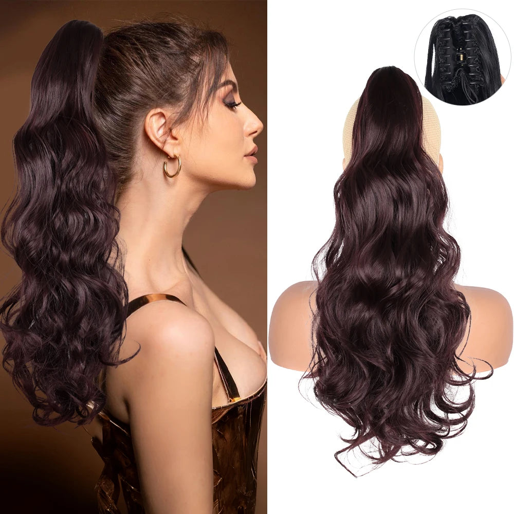 AliLeader Wholesale Beautiful Synthetic Hair Curly Ponytail 26 Color Soft Fluffy Natural Long Fake Ponytail Extensions for Girls