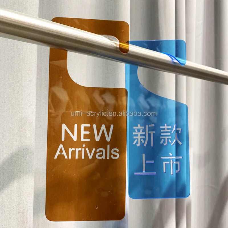 Colorful Acrylic New Arrivals Sign Display Rack Hanger for Effective Storefront Promotion