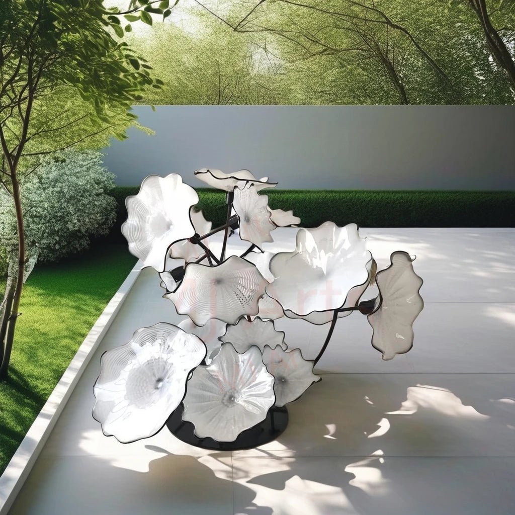 Custom Modern European Tall White Murano Glass Sculpture Hand Blown Flower Vase for Home Living Room Garden Decorative