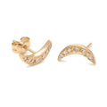 LOZRUNVE Gold Jewelry 925 Sterling Silver Simple Diamond CZ Mini  Peace Sign Moon Earring Studs