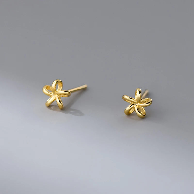 925 Sterling Silver Cute Hollow Star Stud Earrings for Women Minimalist Chic INS Party Charms Gold Flower Wedding Fine Jewelry