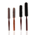 4 Sizes Anti Static Wood Boar Bristle Hair Round Brush Hairdresser Styling Tools Teasing Brush for Hair Curly Comb Hair Brush