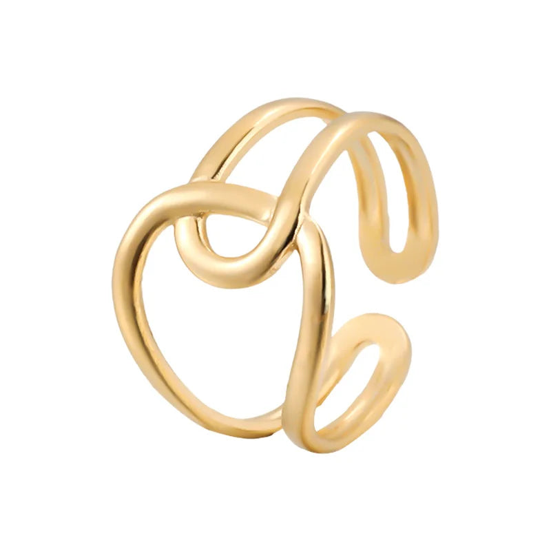 BM Simple Style Stainless Steel Open Rings Hypoallergenic Women Gold Rings