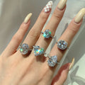 NO MOQ 925 Sterling Silver Zircon Bling Bling Promise Engagement Ring Women