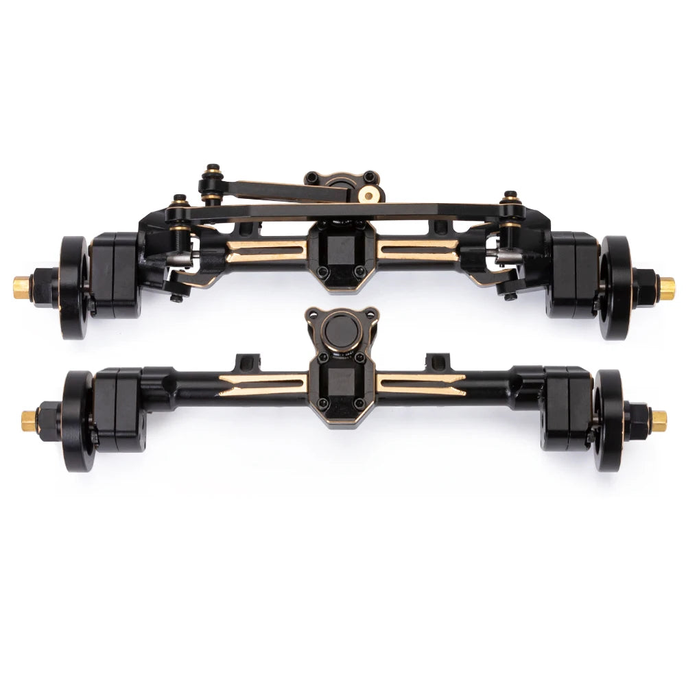 NTFHOBBY 1/24 RC Crawler Axial SCX24 Heavy Brass Front Rear Portal Axle with Stainless Steel Steering Links and Wheel Hub