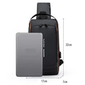 Men's Fashion Large Capacity Chest Bag Waterproof Wear-Resistant PU Leather Shoulder Bag Customized USB Hot Sale Anti-Theft