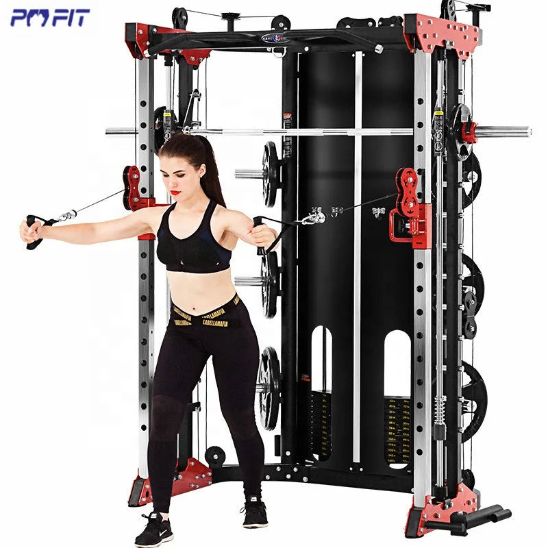 Gym Fitness Equipment Multi Function Lat Pull Down Power Rack with Cable Crossover Smith Machine for Bodybuilding