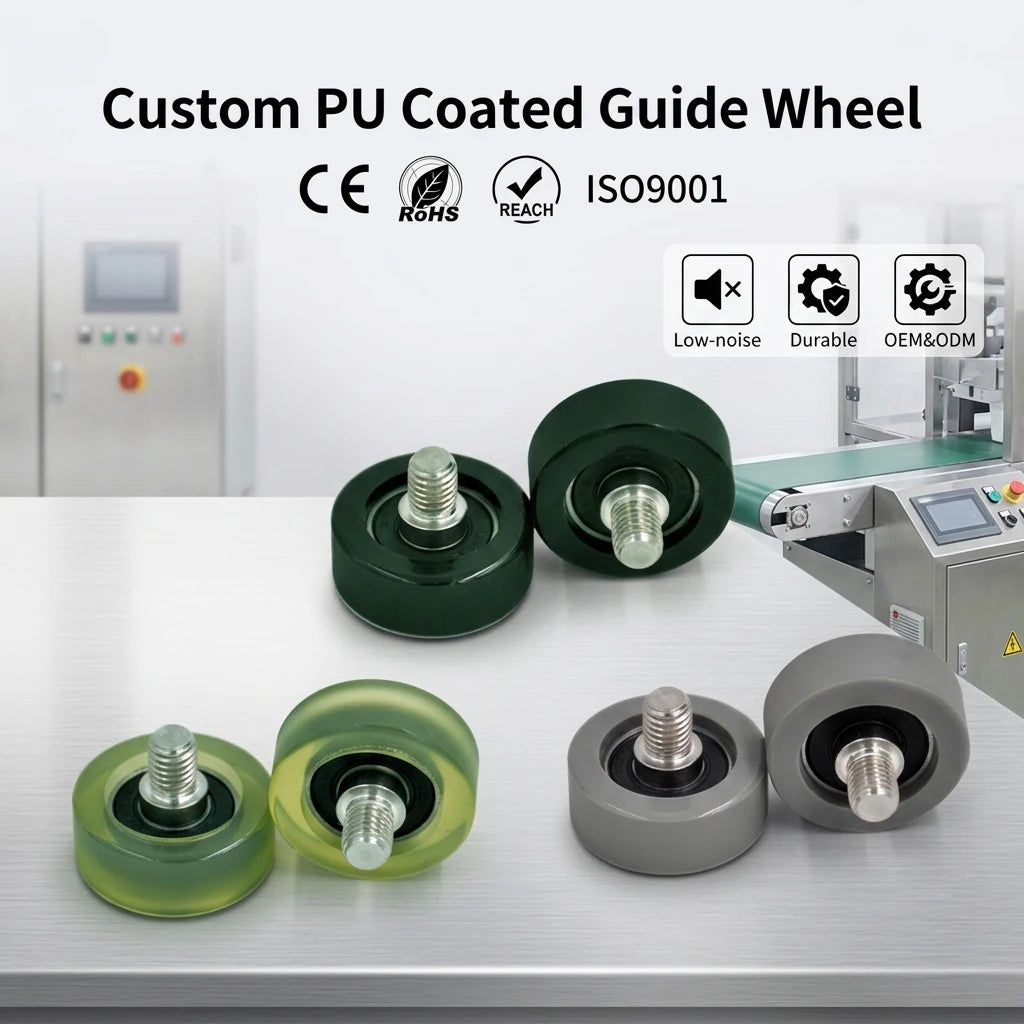 SEMEI PU60832-12C2L10M8 8x32x12mm Polyurethane Rubber Roller Wheel with Bearing for Filling Capping Sealing and Packing Machine