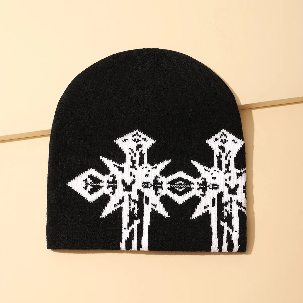 Custom Hip Hop Jacquard Beanie Hat Winter Knitted Printed Streetwear Sports Skully Y2k Running Image Breathable Waterproof