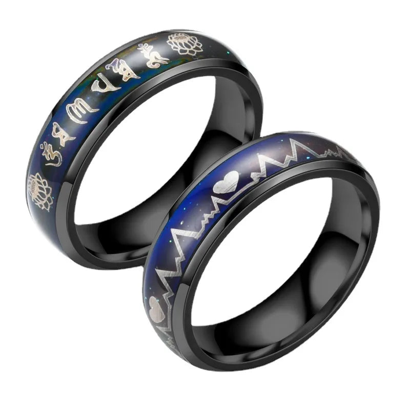 Smart Ring Intelligent Changing Temperature Sensing Couples Ring Men Women Personalized Tungsten Stainless Steel Mood Rings