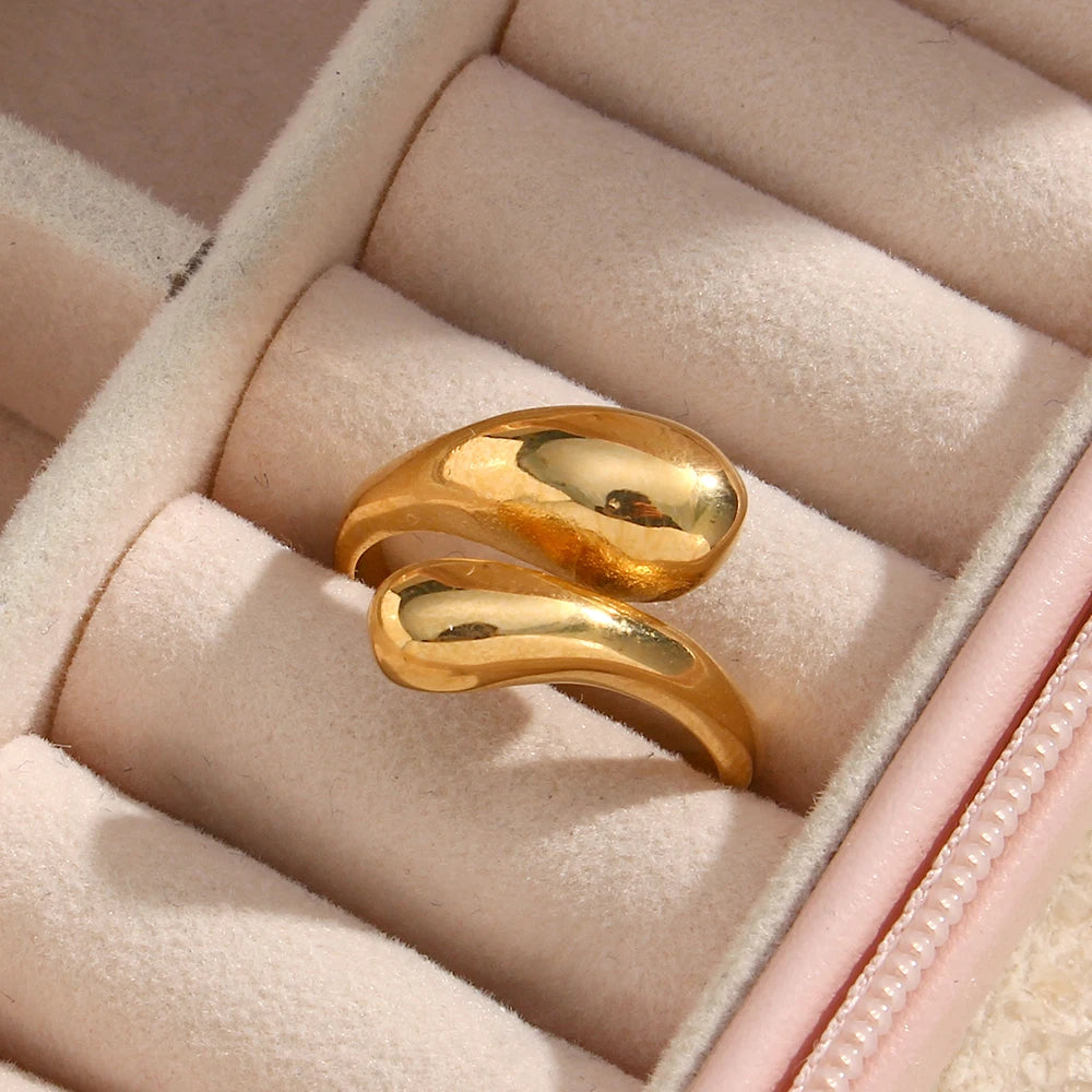 Dreamidea 18K PVD Gold Plated Stainless Steel Snake Ring for Men Fashion Open Ring Jewelry