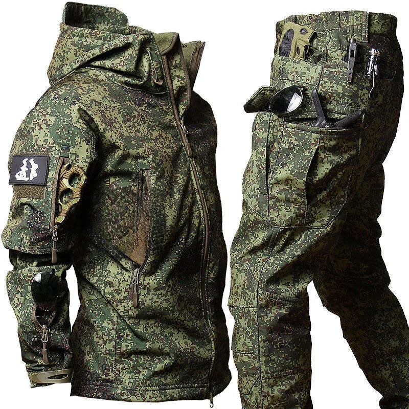 OEM Soft for Shell Jacket Pants Suit Set Breathable Waterproof Camouflage Sportswear Tactical Uniform for Outdoor Polyester MegaBDM