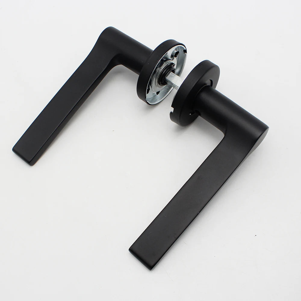 Stainless Steel 304 Cast Black Lever Straight Wooden Door Handle for Mechanical Lock