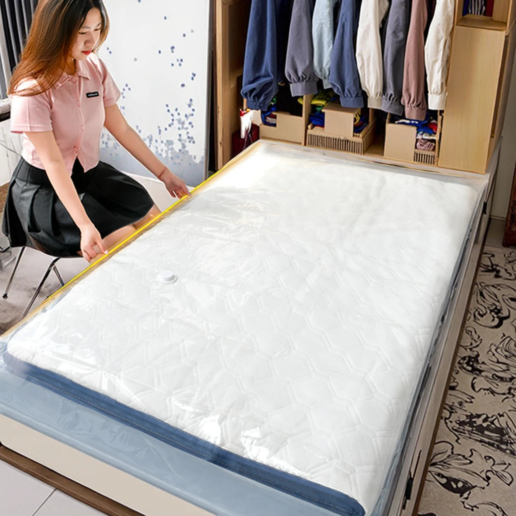 Large Foldable Multifunction Storage Transparent Eco-Friendly Vacuum Mattress Bags Rectangle Dustproof Flexible for Wardrobe