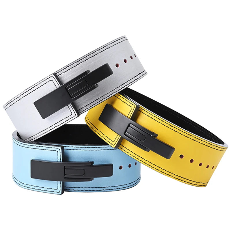2023 Custom Logo Men's Fitness Gym Belt Cowhide Buckle Leather Back Support Strap for Exercise Lever Lifting Breathable