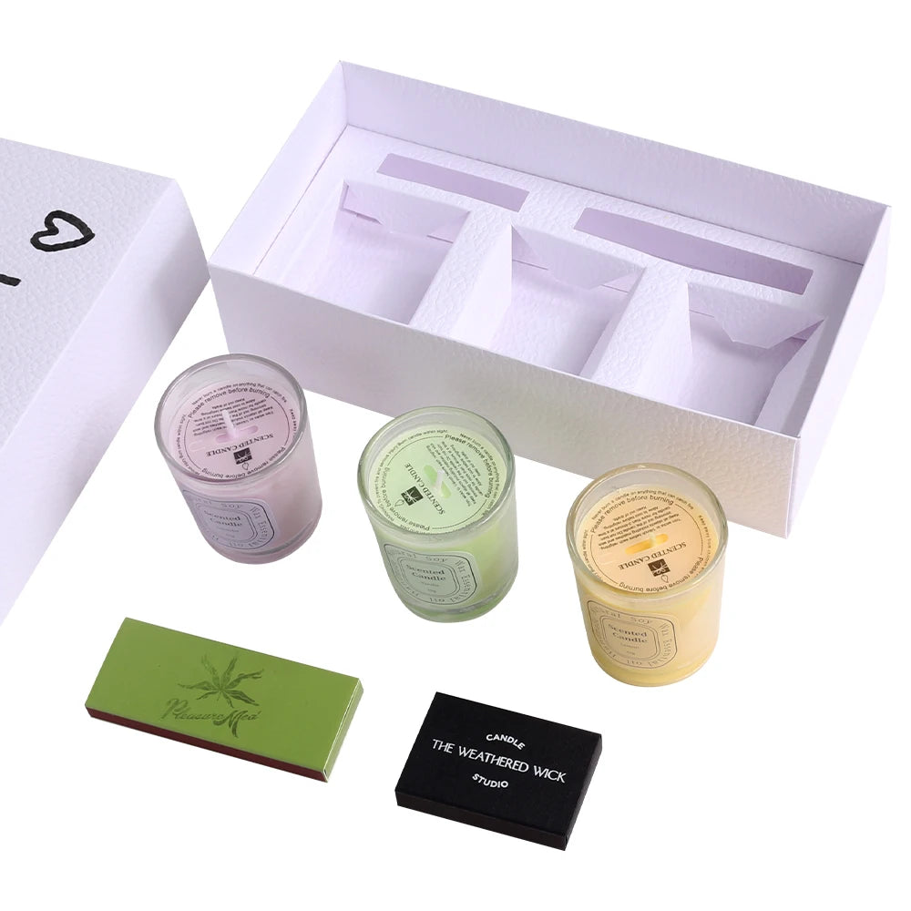 Free Design Luxury Printing Candle Box Packaging Custom Free Shipping Boxes with Insert for Candle Match Folder Type Embossing