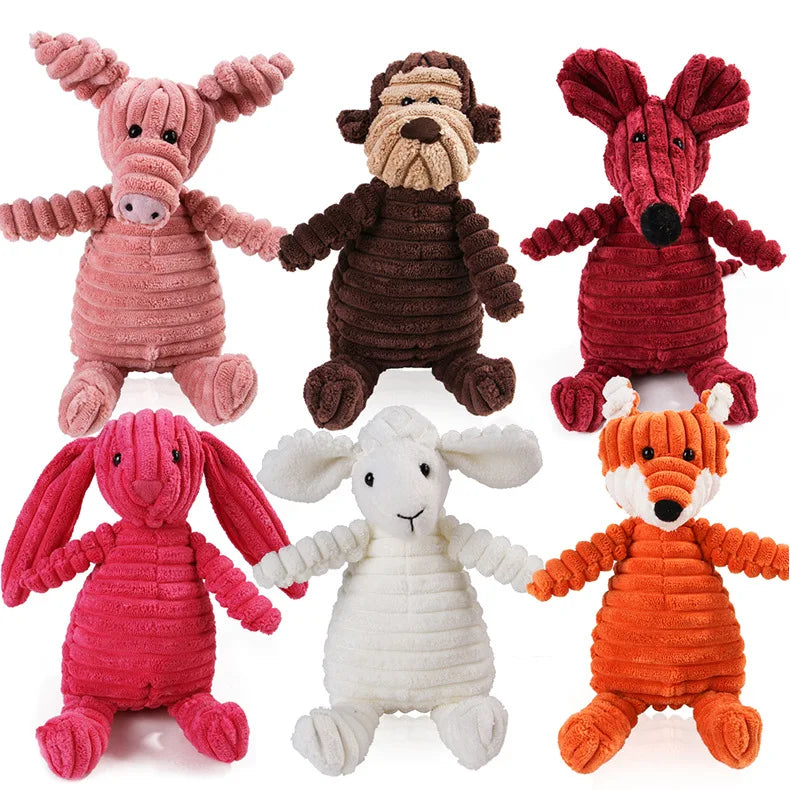 Custom Stuffed Animal Dog Toys Elephant Bear Wolf Plush Squeaky Chewable Soft Durable Pet Toys OEM Multi-Animal Shapes Design