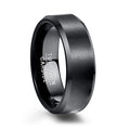Alin China Wholesale Black Brushed Tungsten Carbide Wedding Rings Bevel Edge Polished for Mens Comfort Fit