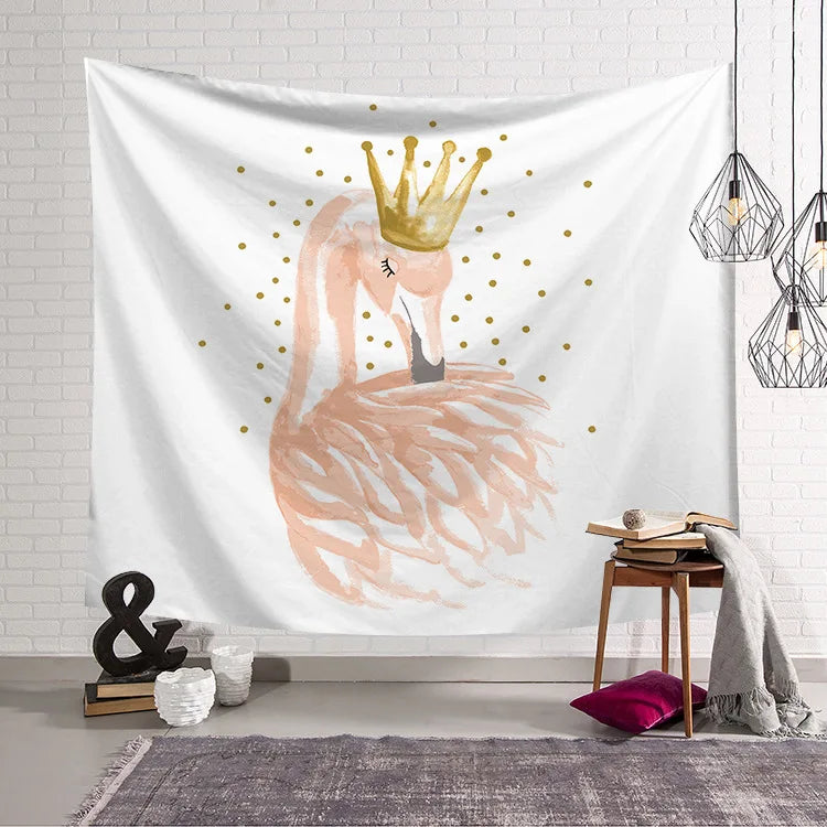 Wall Hanging Polyester Flamingo Tapestry Yoga Shawl Mat Blanket Traveling Sleeping Pad Beach Throw Pink Wall Tapestry