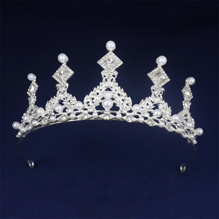 Baroque Style Wedding Crown Queens Tiara Women's Hair Jewelry with Pearl Crystal Alloy Material for Party Decorations