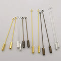 Xuchi Brass Brooch Stick Pin 50mm DIY Handmade Long Needle Eye Pin for Lapel Scarf Hat Safety Pins Stopper End