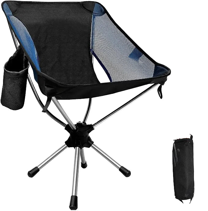 WOQI Lightweight Aluminum Camping Chair 360 Degree Swivel Portable Folding Beach Moon Chair for Outdoor Use in Garden or Park