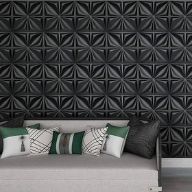 UDK Factory Price Wholesale PVC 3D Geometric Wall Panel for Home Wall Decoration Easy to Install Matte Black