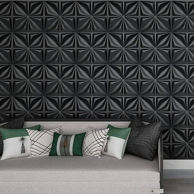 UDK Factory Price Wholesale PVC 3D Geometric Wall Panel for Home Wall Decoration Easy to Install Matte Black