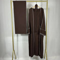 3 Pieces Abaya Set Ramadan Eid Jazz Crepe Kimono Inner Dress Hijab With Free Belt Islamic Clothing Dress for Muslim Women